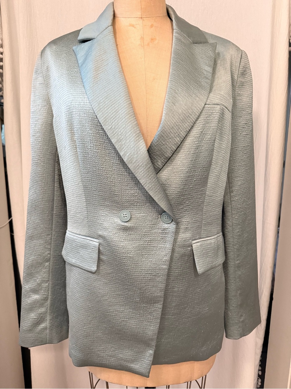 ba&sh, Wilie, Hammered Satin Double-breasted Blazer, sz M